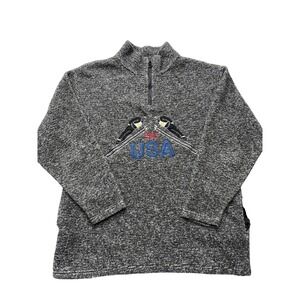 Vintage Active Elements Ski‎ USA Fleece Mens L 1/4 Zip Mock Neck 90s